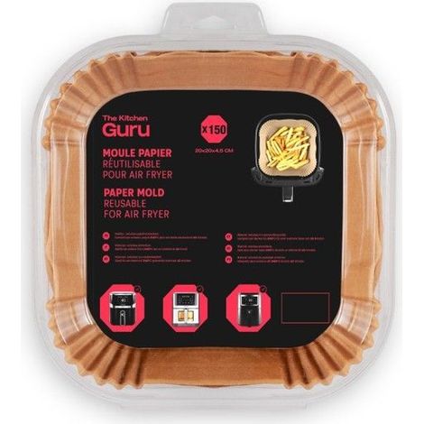 The Kitchen Guru - Gurupa Square 20150 - Moules Papier Cuisson Air Fryer 150 Pcs