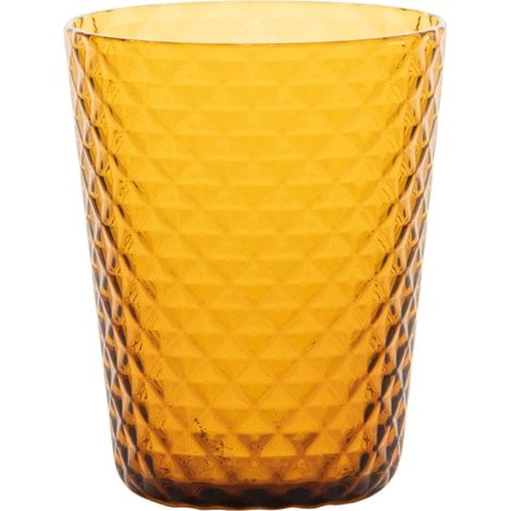 Zafferano Set 6 Tumbler Collezione Isolano in vetro soffiato color ambra, lavorazione artigianale con texture a effetto diamantato per tavola