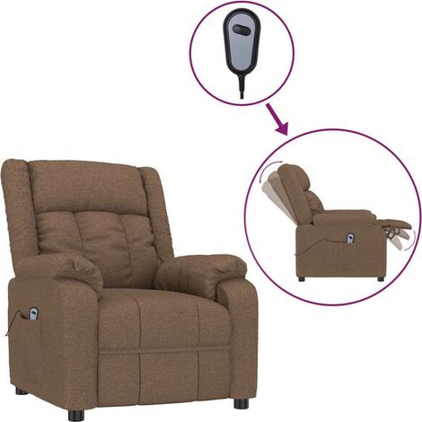 Fauteuil inclinable électrique en tissu marron (1/5)