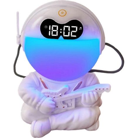 Réveil lumineux intelligent astronaute avec minuterie, fonction réveil et éclairage d'ambiance, Bluetooth, bruit blanc, LED. (1/5)