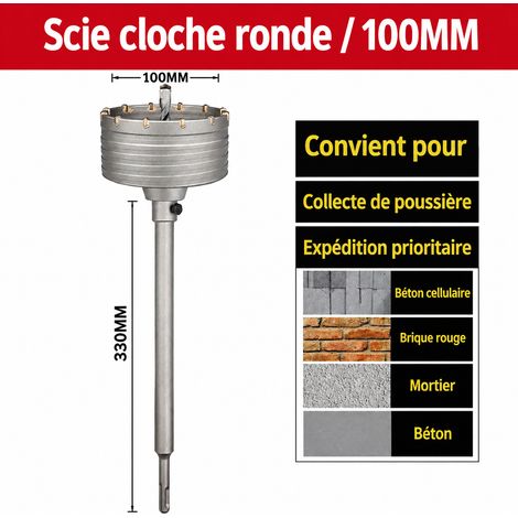 Scie trépan béton pour perforateur vert foncé kit à queue ronde 100 mm carottier maçonnerie brique 1 g – Livraison gratuite