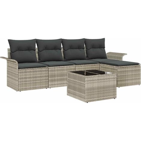 Maison Exclusive - Outdoor-Sofa mit Kissen 6 pcs Hellgrau Poly-Ra