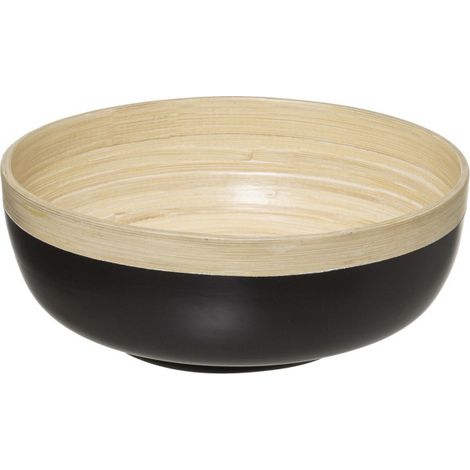 Saladier en bambou "Modern Color" - Beige/Noir - D 20 cm - Livraison gratuite
