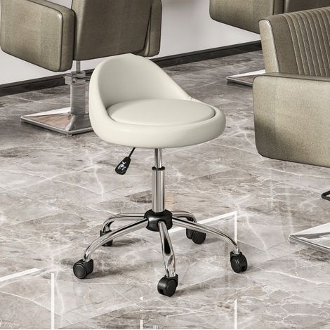 Sgabello da lavoro con ruote, regolabile in altezza 63-83 cm, girevole, bianco DESVIAE (1/5)