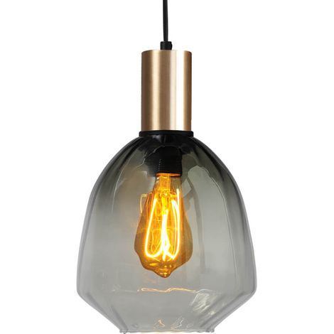 Lampe suspendue dorée Porto avec verre vert Nicolette - Ø 20cm - 2710-05-02-14 (1/3)