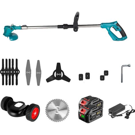 Rasaerba elettrico senza fili, manico regolabile, design pieghevole, set di 2 batterie (1/2)
