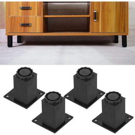 Piedini regolabili per mobili 80 mm – Set di 4 – Lega di alluminio – Fissaggio in metallo per divani, tavoli, armadi – Altezza regolabile 15 mm (1/5)