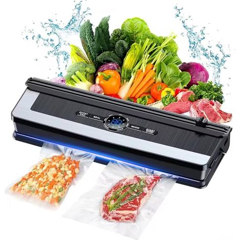 Scelleuse sous Vide ， Machine à sceller sous Vide Alimentaire 8 en 1 avec indicateur LED Système de scellage à l'air Automatique pour Le Stockage des Aliments Modes Alimentaires secs et humides avec (1/5)