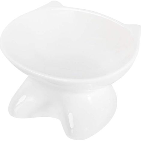 Blanc Céramique Gamelle pour Chat avec Support surélevé, pour Chats et Chiens de Petite Taille-Fei Yu (1/5)