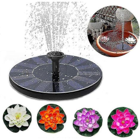 Solar Springbrunnen, 1.5W Schwimmende Sonnenwasserpumpe mit 6 Düsen Outdoor Solarbrunnen pour Garten DEKO Birdbaden 2025 (1/4)