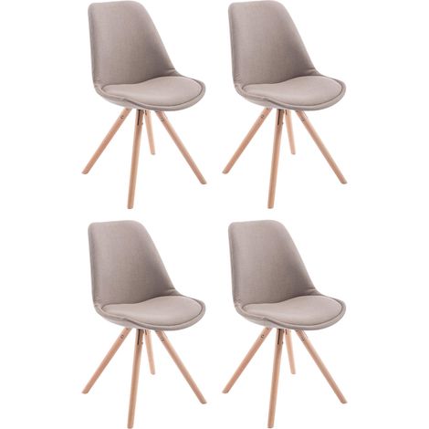 4 chaises de salle à manger style scandinave en tissu taupe pieds rond en bois clair CDS10351 (1/3)