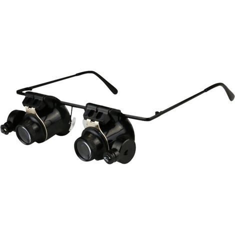 Loupe frontale avec lampe LED grossissante 20x avec batterie, lunettes professionnelles de réparation de montre, lecture de journaux, haute définition (1/4)