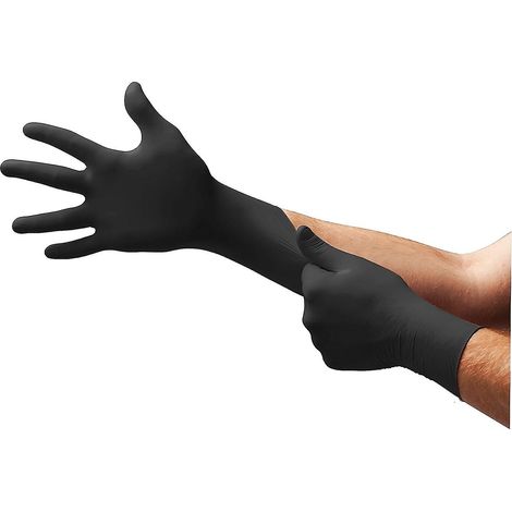 Gants jetables en nitrile (grande taille, paquet de 100), sans latex, sans poudre, aptes au contact alimentaire, multi-usages pour la protection mécanique et chimique, à usage unique. (1/5)