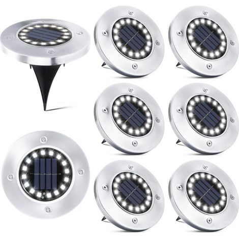 16 LED Solar Lights Outdoor - 8 Pack Waterproof Solar Spotlights Garden Ground Lamp for Driveway Path Patio Yard Inground Recessed Lawn (1/4)