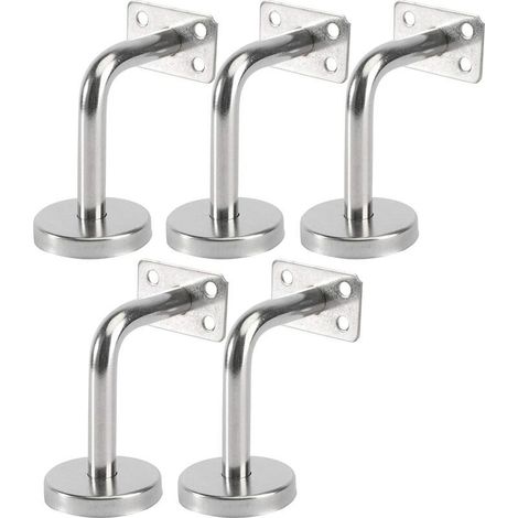 Lot de 5 supports de rampe en acier inoxydable pour supports muraux pour garde-corps en bois ou métal (2,36 x 3,14 x 1,96 pouces), (1/5)