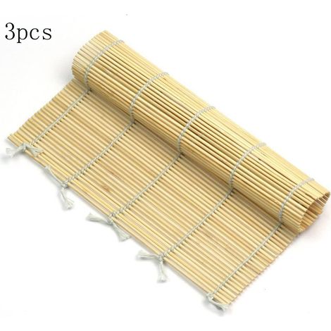 Tapis À Rouler Sushi - En Bambou Naturel - Pour Préparer Maki Et Nigiri À Domicile - 24 x 24 Cm - Lot De 3 (1/5)