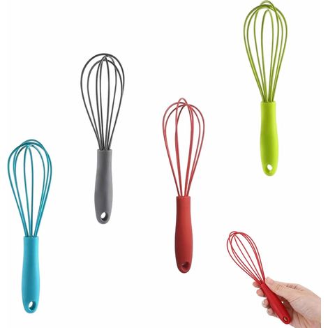 Lot de 4 Fouets en Silicone Fouet de Cuisine Batteur à Œufs Antiadhésifs pour Mélanger Fouet Battre Mousse Et Mélange 4 Couleurs (1/5)