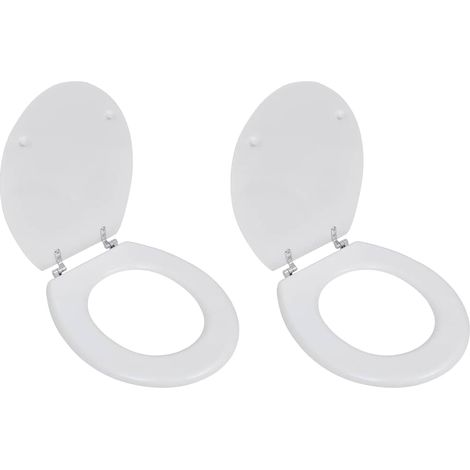 Toilettensitze mit Deckel 2 Stk. MDF Weiß
