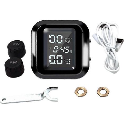 Motorcycle External Tire Pressure Sensors Solar Power TPMS Tire Pressure Monitoring System Tire Alarm Digital Display (1/5)