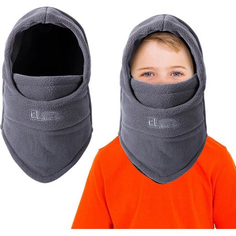 Kinder Sturmhaube Thermo Fleece winddicht verstellbar für 4-12 Jahre Dunkelgrau (1/5)