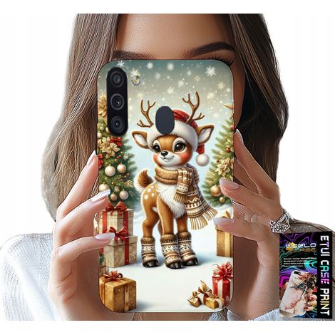 Custodia per Samsung Galaxy A21 - motivi natalizi con renne + vetro (1/5)
