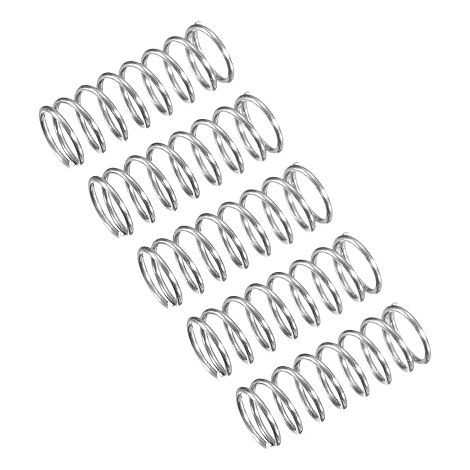304 Stainless Steel Compression Spring, 4mm OD, 0.4mm Wire Size, 10mm Free Length, Silver Tone (1/5)