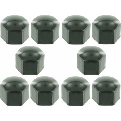 Lot de 10 caches écrous hexagonaux en plastique polyéthylène noir – M10 x 17mm – Protection contre corrosion et dommages