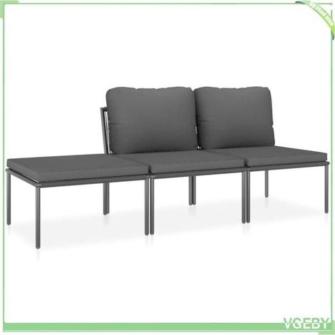 Salon de jardin 3 pcs - FAFEICY - Modèle 48593 - Noir/anthracite - Coussins amovibles - Acier enduit de poudre (1/5)