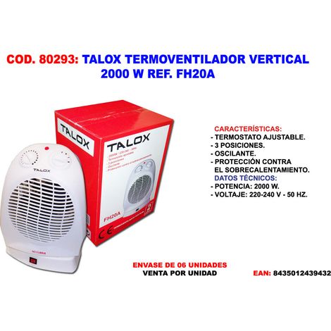 Radiateur soufflant oscillant vertical TALOX 2000W FH20A