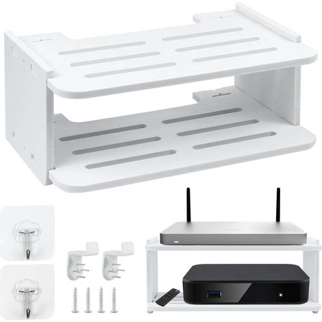 Etagere Decodeur,Etagere Murale TV,Etagere DVD,Support Box Internet pour Stocker Routeurs,Projecteurs,Appareils Photo,Verdure,Ornements,Téléphones Portables et Haut-Parleurs Intelligents (1/5)