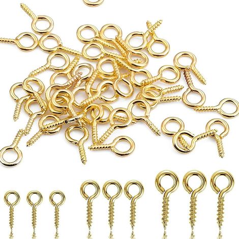 Lot de 300 Piton à Visser,Crochet vis,Mini Crochet à Visser filetés Épingles à il à Crochets Oeillets en Acier Inoxydable argenté pour la Fabrication de Bijoux, Les Loisirs créatifs
