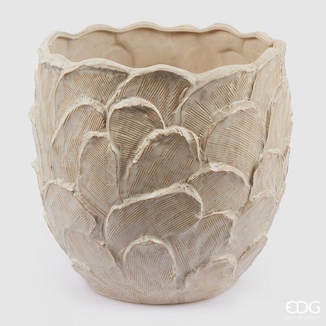 EDG Enzo De Gasperi Vaso Chakra Stucco H 40 Cm D 43 Cm Waterproof Ivory
