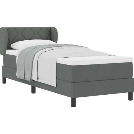 Maison Exclusive - Lit à ressorts avec matelas Gris foncé 80 x 200 cm tissu