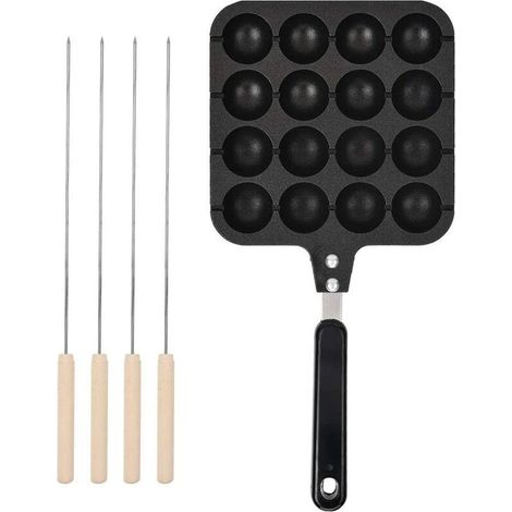 Nazalus-Hot Sale-Antihaft-Takoyaki-Grillpfanne, Bratpfanne, Backform, Tablett, Takoyaki-Oktopus-Eiertopf mit 4 Kochnadeln, Heimkoch-Backutensilien