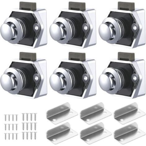 6 PCS Bouton Poussoir Loquet, Serrure Tiroir et Verrou Porte Placard, Loquet de Verrouillage de Porte Sans clé pour Camping-car, Yachts, Bateau, Caravane (1/5)