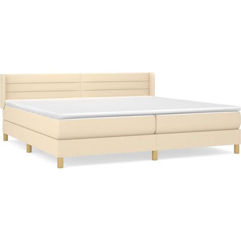 Maison Exclusive - Giroletto a Molle con Materasso Crema 200x200 cm in Tessuto (1/5)