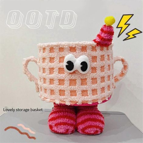 Niedlicher Aufbewahrungskorb für Tassen, Organizer-Box, Geschenkidee für Mädchen, Heimdeko, Rosa