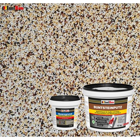 IsolBau Set Intonaco per Mosaico Mosaikputz BP50 15kg + Primer al Quarzo Quarzgrund 1,5kg (1/2)
