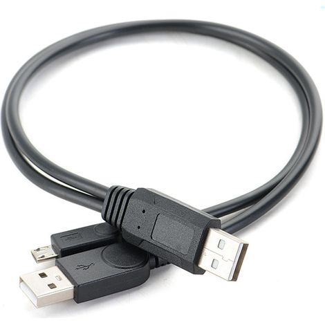Datenübertragungskabel (USB auf Micro-USB-Stecker), Hilfsstromversorgung für externe Festplatte, Datenadapterkabel mit drei Anschlüssen. (1/5)