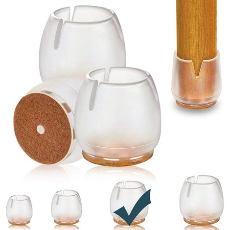 Lot de 32 Housses de Pieds de Chaise, Capuchons de Pieds de Chaise, protecteurs de Sol pour Bois Dur pour éviter Les Rayures au Sol et réduire Le Bruit, Convient pour 2,5 à 2,9 cm (1/5)
