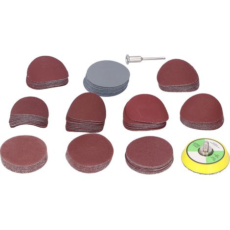 Lot de 120 abrasifs ronds 50mm, papier de verre assorti, ponçage bois/métal, disques auto-agrippants, qualité pro, 5 grains différents (1/5)