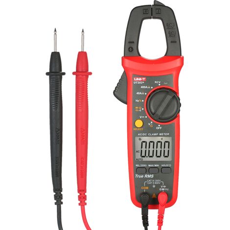 Pinza amperimétrica UNI-T UT203+ de 4000 puntos, RMS verdadero, multímetro AC/DC NCV