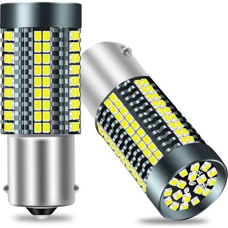 Ampoule LED BA15S 1156 pour feux de recul, 3020-126 SMD blanc, pour feux stop arrière et feux de jour - Lot de 2