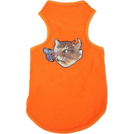 Vêtements pour animaux de compagnie en coton avec accessoires de peinture diamant en résine à faire soi-même pour chiots, orange, taille S (1/2)