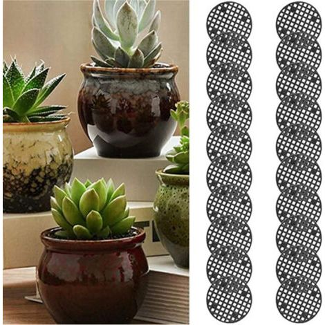 BUNTHAUS 50 tapis à mailles pour pots de 4,5 cm, grilles étanches, grilles de fond de pot, grilles de pot en céramique plastique, entretoises rondes (1/5)