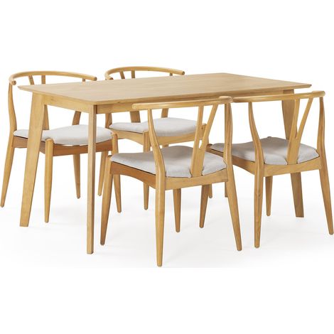 Juego de mesa 140x80 cm y 4 sillas de comedor Rustic color Roble (1/5)