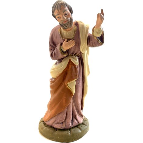 San Giuseppe statuetta in terracotta artigianale per presepe napoletano da h 10 cm