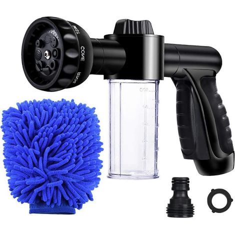 Schaumsprüher mit 100-ml-Seifenspender, Gartenschlauchdüse, Hochdruckwasserschlauch für W