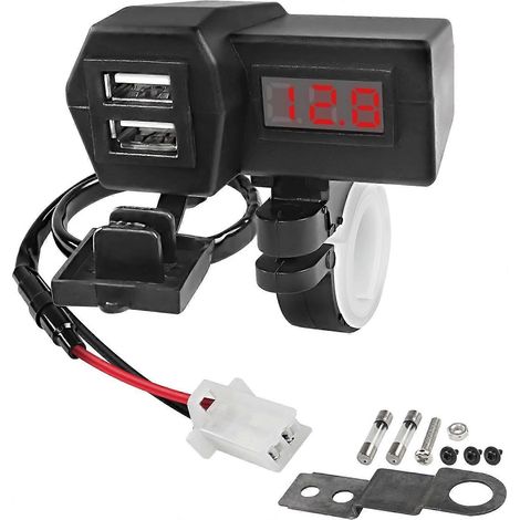 Compatible avec le chargeur de moto USB XMSJSIY 5V 31A, câble adaptateur de chargeur de téléphone portable double USB, avec voltmètre LED, étanche et interrupteur marche/arrêt, peut être monté sur le  (1/5)