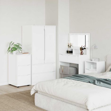 Armoire de rangement 3 tiroirs en bois d'ingénierie blanc brillant 40 x 48 x 81 cm - PANGIVO (1/5)